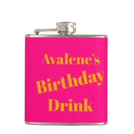 Petaca Celebración del cumpleaños del Naranja audaz rosa 