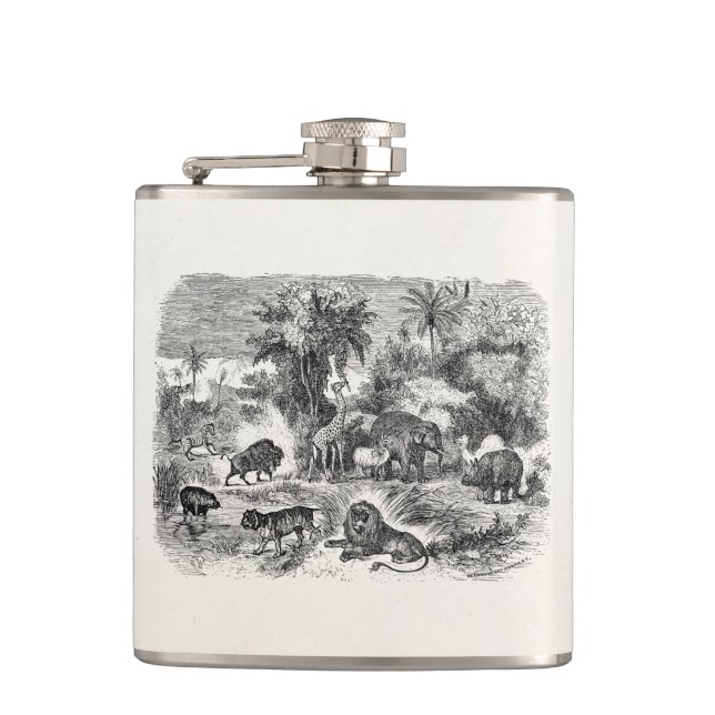 Petaca Cerdo africano del león del elefante de la jirafa (Anverso)