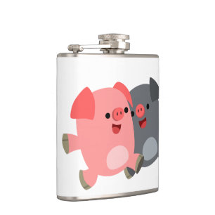Petaca Cerdo Personalizado blanco y negro con máscara de