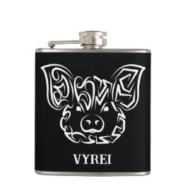 Petaca Cerdo tribal blanco y negro