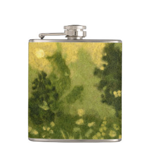Petaca Césped de verano, pintura de lana, tonos verdes