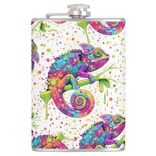 Petaca Chameleon Paint Stains Watercolor Style (Anverso)