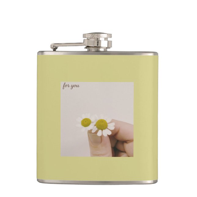 Petaca “Chamomile Floral Vinyl Flask – ‘For You’  (Anverso)