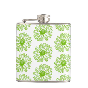 Petaca Chartreuse Green Daisy Print, Hippie Flower Print