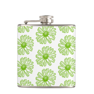 Petaca Chartreuse Green Daisy Print, Hippie Flower Print