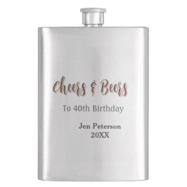 Petaca Cheers & beers to 40th birthday gray name year sin