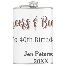 Petaca Cheers & beers to 40th birthday gray name year sin