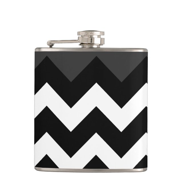 Petaca Chevron en negro y blanco (Anverso)