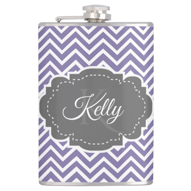 Petaca Chevron morado personalizado (Anverso)