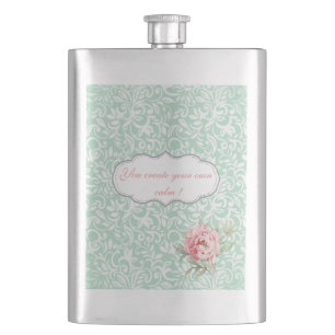 Petaca Chic Elegante Damasco, Rosas, Mensaje Motivacional