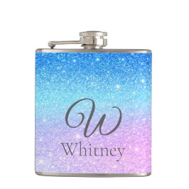 Petaca Chic Purple Ombre Blue Glitter Modern             