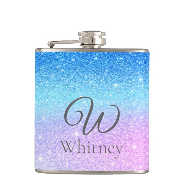 Petaca Chic Purple Ombre Blue Glitter Modern              (Anverso)