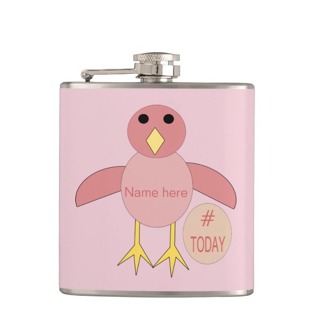 Petaca Chica de cumpleaños rosado personalizado matamosca (Anverso)