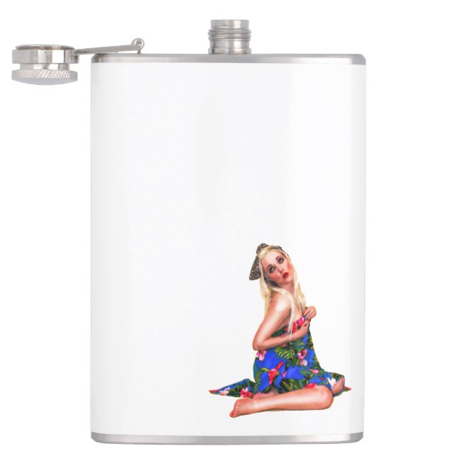 Petaca Chica de la playa de Tiki Tropical retro Pinup Hie (Abierto)