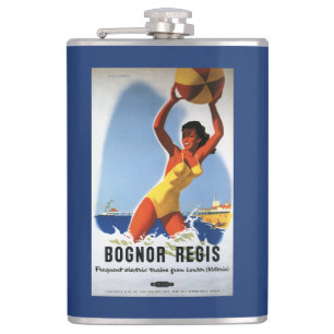 Petaca Chica de los ferrocarriles y poster británicos de