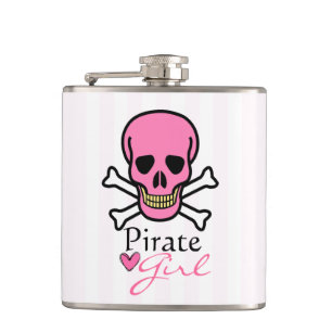 Petaca Chica pirata de cráneos rosados