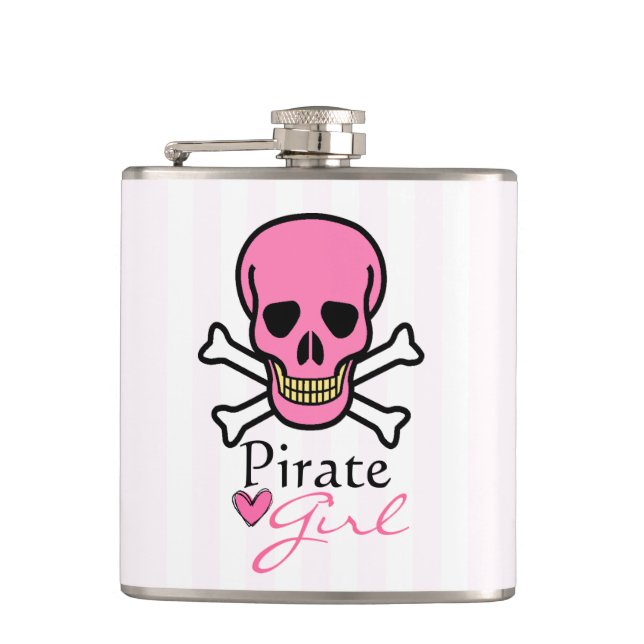 Petaca Chica pirata de cráneos rosados (Anverso)