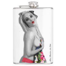Chica retro Pinup Hip Flask Cherrie Alt White