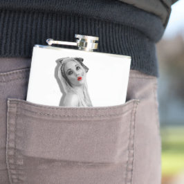 Petaca Chica Retro Pinup Hip Flask Miss Cherrie White