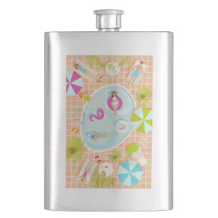 Petaca Chicas de bikini y chicos jugando al billar