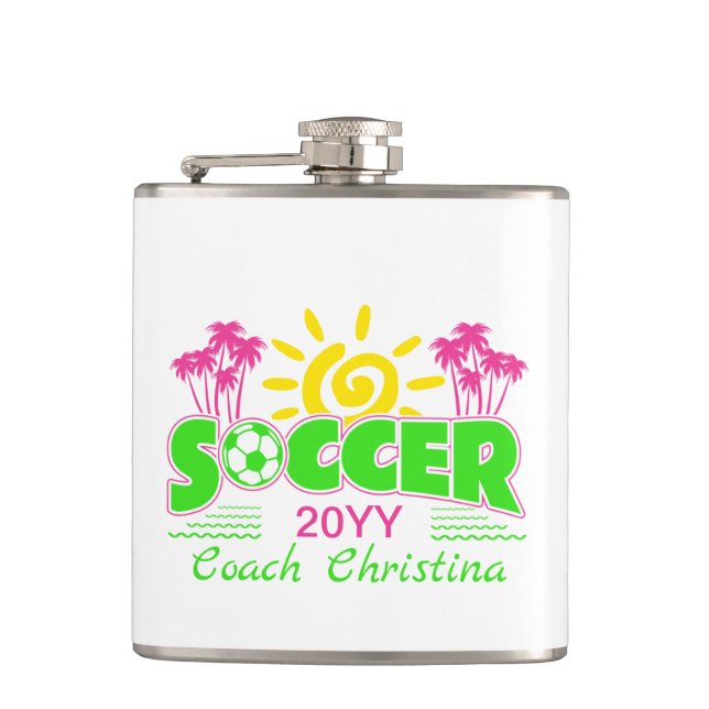 Petaca Chicas Soccer Sunshine Palm Trees (Anverso)