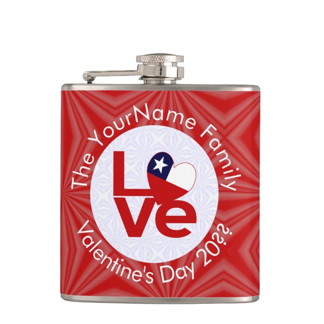 Petaca Chile Bandera de AMOR Personalizada  (Anverso)