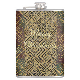 Petaca Christmas, Luxury Pattern, Red Gold Green Black