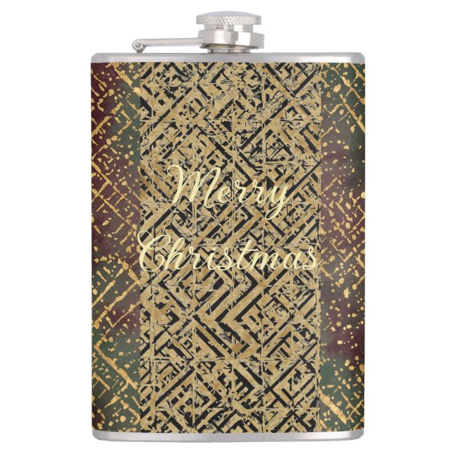 Petaca Christmas, Luxury Pattern, Red Gold Green Black (Anverso)