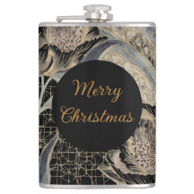 Christmas, Merry Christmas,Gold Blue Flowers Art