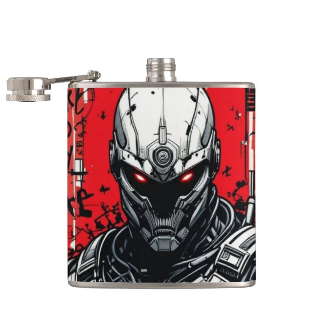 Petaca Ciberpunk Graffiti Flask - Rojo, Negro (Abierto)