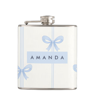 Petaca Cinta de Lazo Personalizada Coquette Pastel Azul S