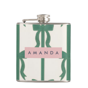 Petaca Cinta de Lazo Verde Elegante Personalizada