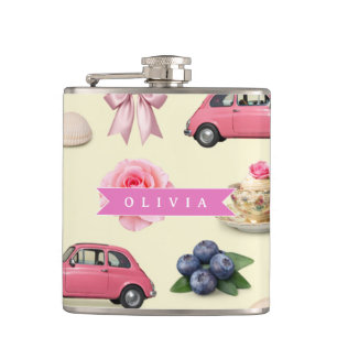 Petaca Cinta personalizada para cóctel rosa de coqueta ad