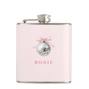 Petaca Cinta rosa Coquette Disco Ball personalizada