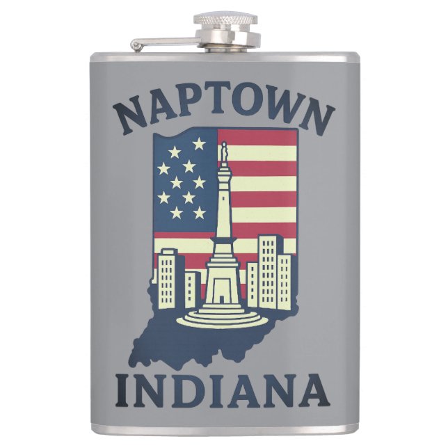 Petaca Círculo del Monumento de Naptown Indiana (Anverso)