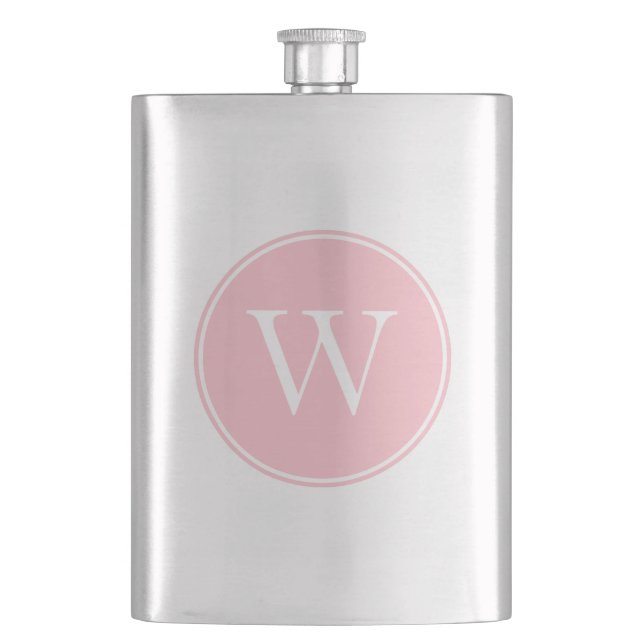 Petaca Círculo rosado monogramado con anillo (Anverso)