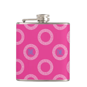 Petaca Círculos de clave griega preppy Iniciales de la ma