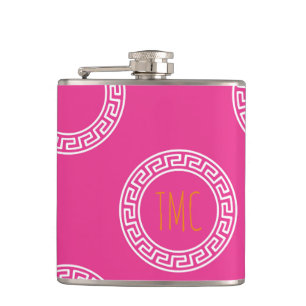 Petaca Círculos de clave griega preppy Iniciales de la ma