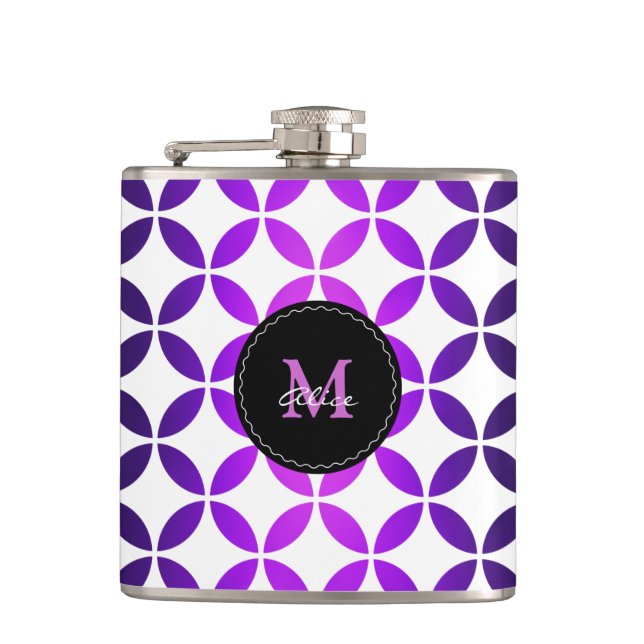 Petaca Círculos y diamantes abstractos elegantes blancos (Anverso)