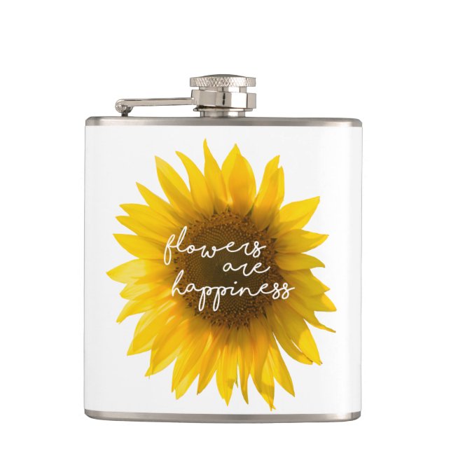 Petaca Cita de girasol "las flores son felicidad" (Anverso)