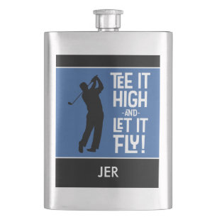 Petaca Cita de Tee de Golf Masculino Monograma Lindo Negr