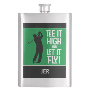 Petaca Cita de Tee de Golf Masculino Monogramada Negro Ve