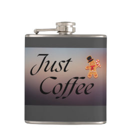 Petaca Cita "Just Coffee", frasco, humor, vacaciones