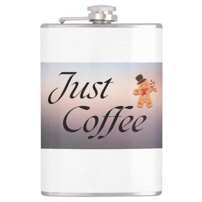 Petaca Cita "Just Coffee", frasco, humor, vacaciones (Anverso)
