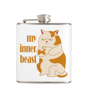 Petaca Cita motivacional de gato gordo perezoso de mi bes