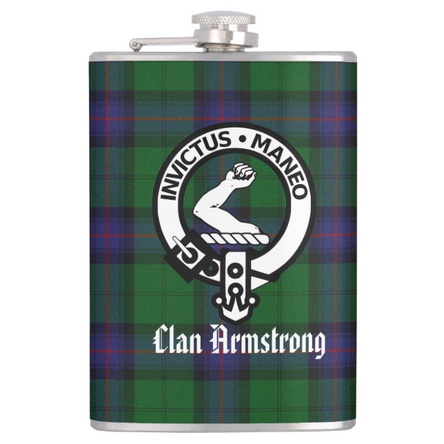 Petaca Clan Armstrong Escudo Badge y Tartán (Anverso)