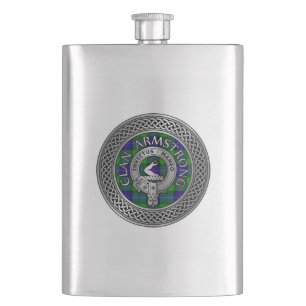Petaca Clan Armstrong Escudo y Tartan Knot