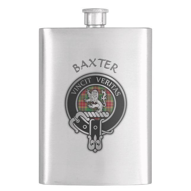 Petaca Clan Baxter Escudo y Tartan Flask (Anverso)