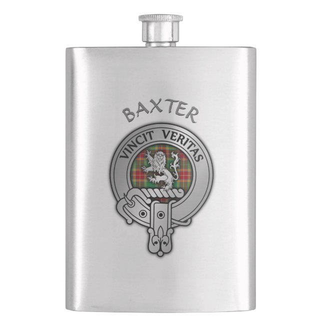 Petaca Clan Baxter Escudo y Tartan Flask (Anverso)