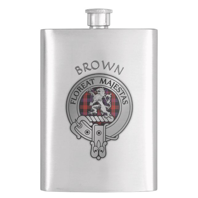 Petaca Clan Brown Escudo y Tartán (Anverso)